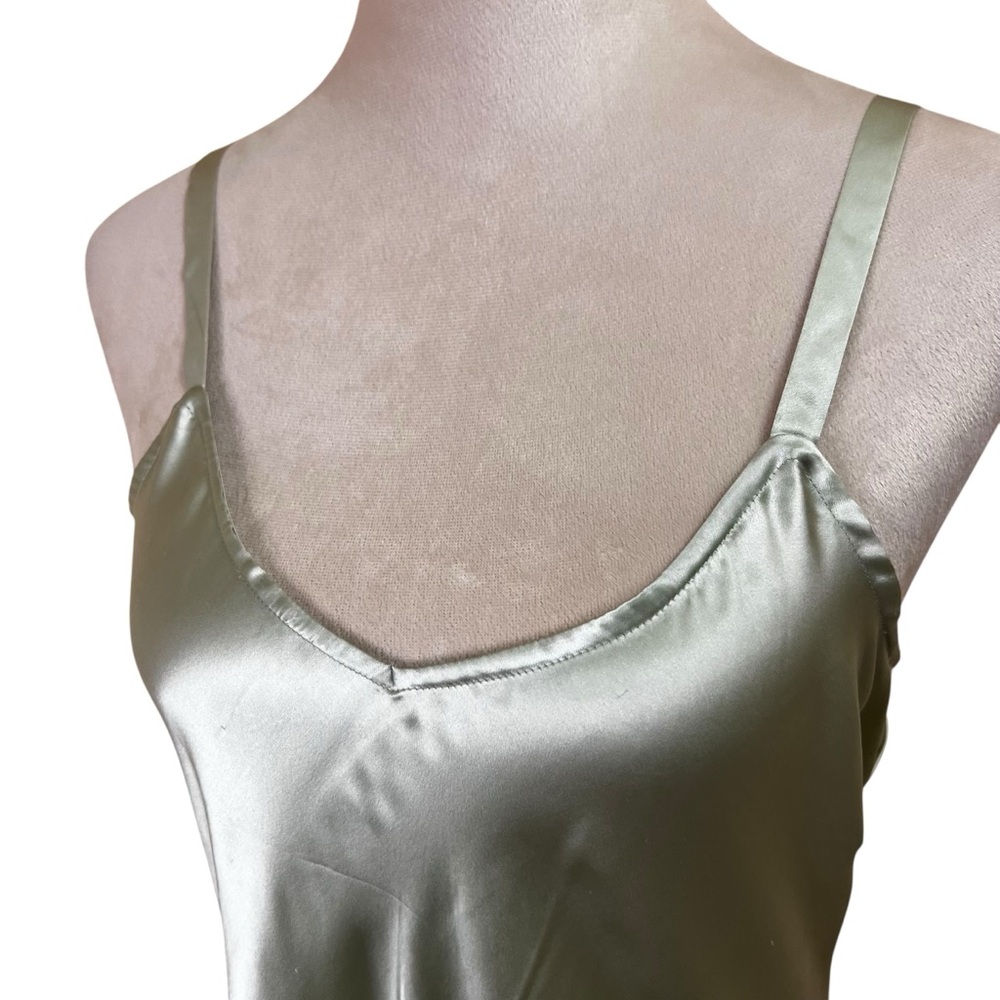 Vintage 90s 100% Silk Slip Maxi Dress | Pistachio Celery Green | Size L | Tweeds - Picture 10 of 12